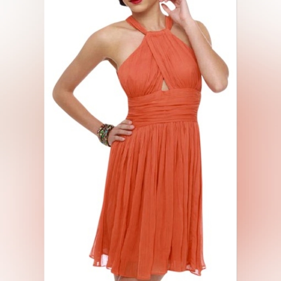 Fall Orange Chiffon Dress - Picture 2 of 10